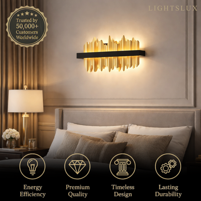 Excelis Modern Linear Icicle Wall Sconce – Black/Polished Gold Iron & Steel for Living Room