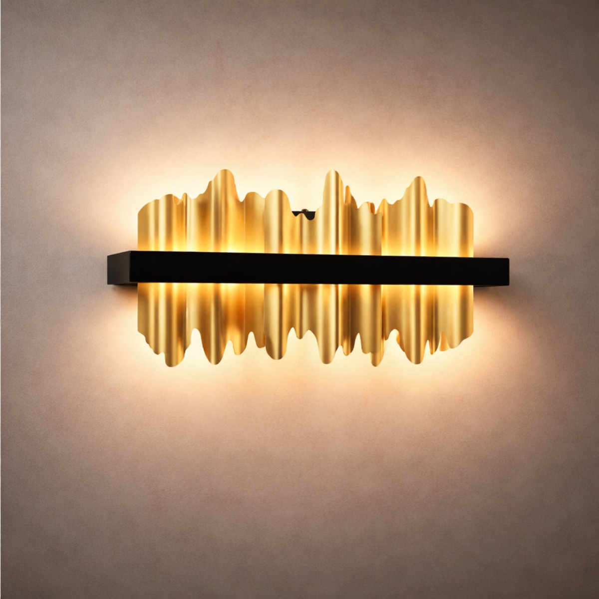 Excelis Modern Linear Icicle Wall Sconce – Black/Polished Gold Iron & Steel for Living Room