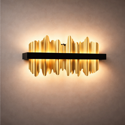 Excelis Modern Linear Icicle Wall Sconce – Black/Polished Gold Iron & Steel for Living Room