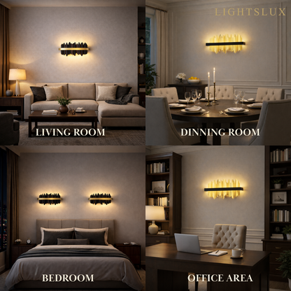 Excelis Modern Linear Icicle Wall Sconce – Black/Polished Gold Iron & Steel for Living Room