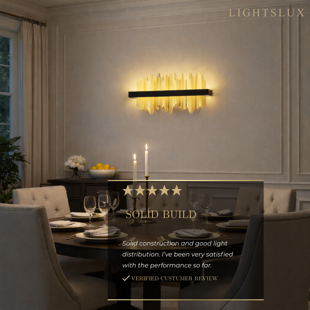 Excelis Modern Linear Icicle Wall Sconce – Black/Polished Gold Iron & Steel for Living Room