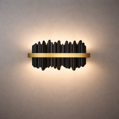 Excelis Modern Linear Icicle Wall Sconce – Black/Polished Gold Iron & Steel for Living Room