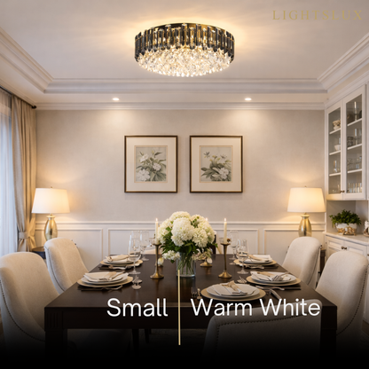 Luxury Crystal Flush Mount Chandelier – Smoky/Clear Dimmable for Living Room