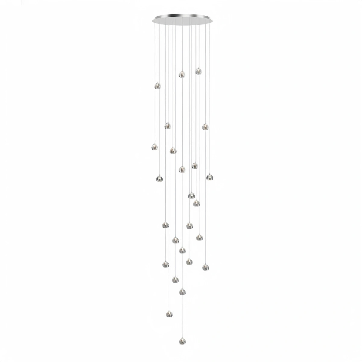 Excelis Modern Silver Crystal Chandelier – Stainless Steel with Clear Crystals Hanging Mount