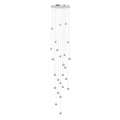 Excelis Modern Silver Crystal Chandelier – Stainless Steel with Clear Crystals Hanging Mount