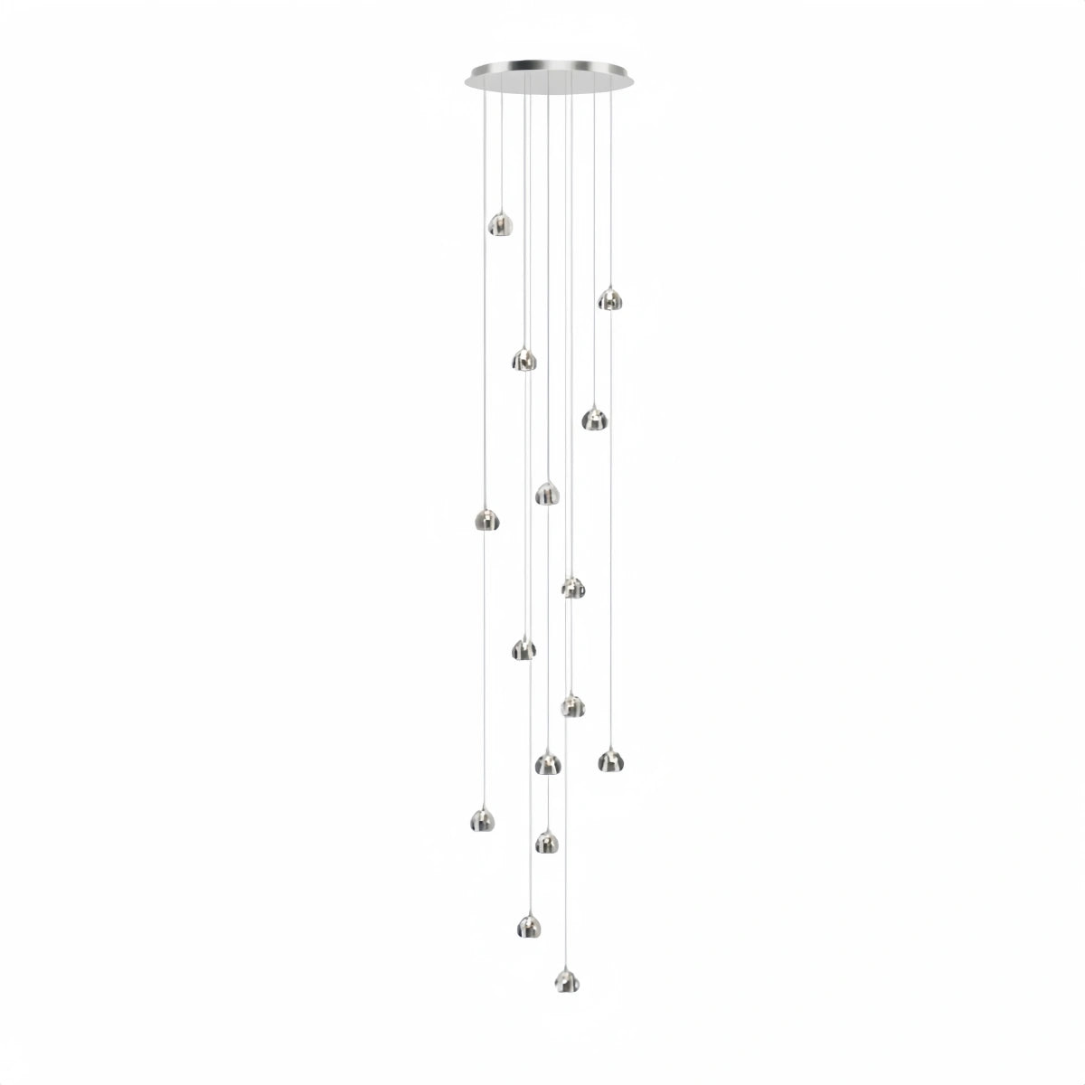 Excelis Modern Silver Crystal Chandelier – Stainless Steel with Clear Crystals Hanging Mount