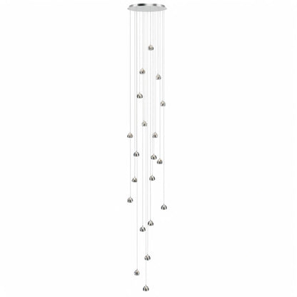 Excelis Modern Silver Crystal Chandelier – Stainless Steel with Clear Crystals Hanging Mount