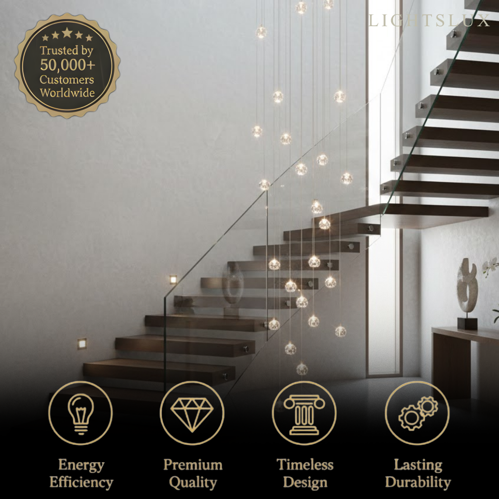 Excelis Modern Silver Crystal Chandelier – Stainless Steel with Clear Crystals Hanging Mount