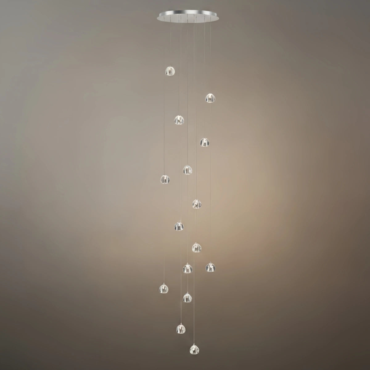 Excelis Modern Silver Crystal Chandelier – Stainless Steel with Clear Crystals Hanging Mount