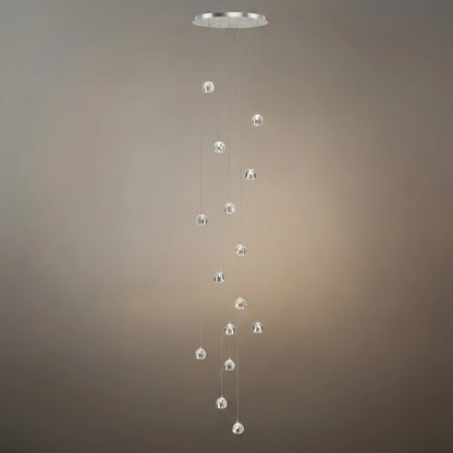 Excelis Modern Silver Crystal Chandelier – Stainless Steel with Clear Crystals Hanging Mount