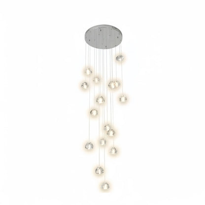 Excelis Modern Silver Crystal Chandelier – Stainless Steel with Clear Crystals Hanging Mount