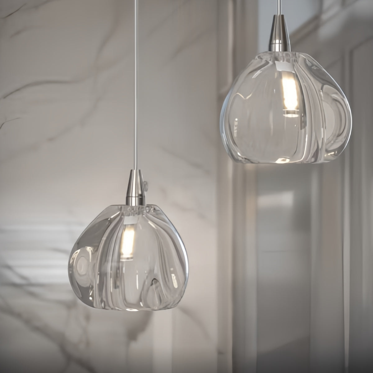 Excelis Modern Silver Crystal Chandelier – Stainless Steel with Clear Crystals Hanging Mount