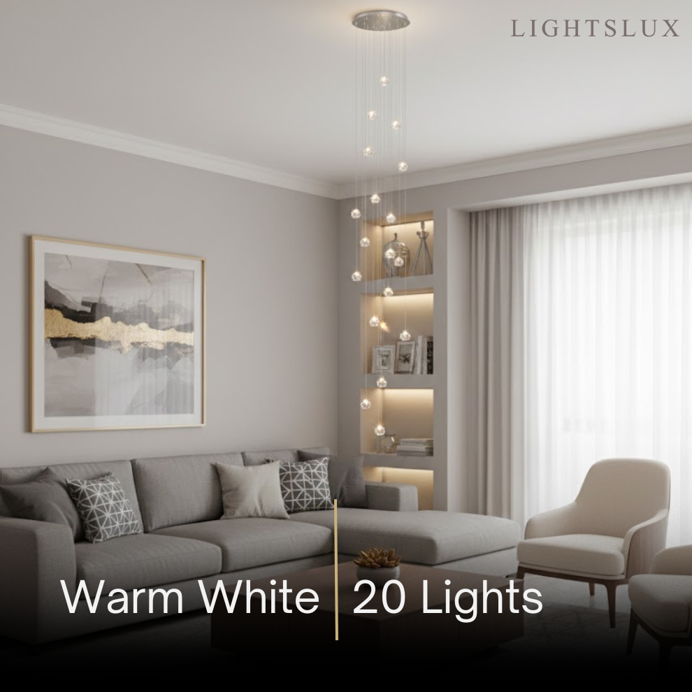 Excelis Modern Silver Crystal Chandelier – Stainless Steel with Clear Crystals Hanging Mount