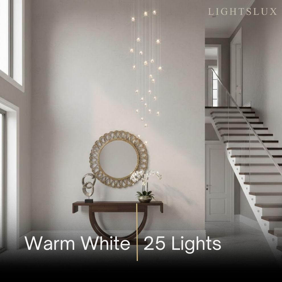 Excelis Modern Silver Crystal Chandelier – Stainless Steel with Clear Crystals Hanging Mount