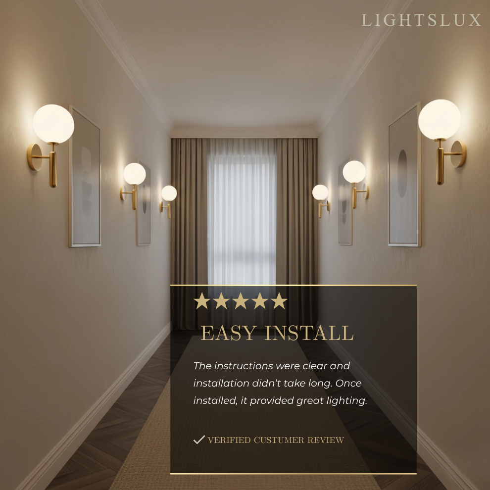 Excelis Modern Solid Brass Wall Sconce – Brushed Gold with Smooth Glass Accents for Living Room