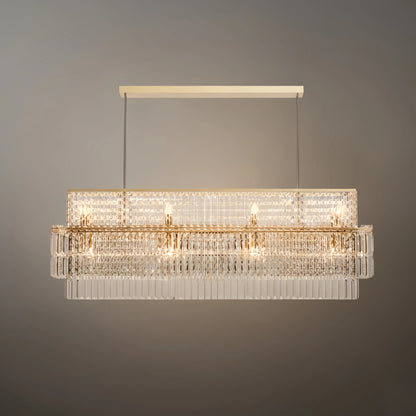 Excelis Royal Cascade Crystal Chandelier – Brushed Stainless Steel in Chrome/Gold Living Room