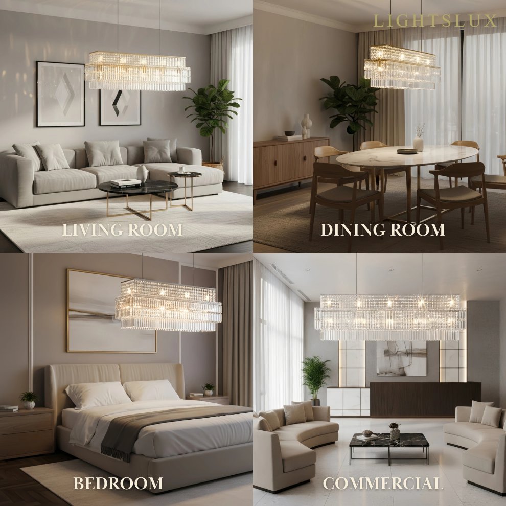 Excelis Royal Cascade Crystal Chandelier – Brushed Stainless Steel in Chrome/Gold Living Room