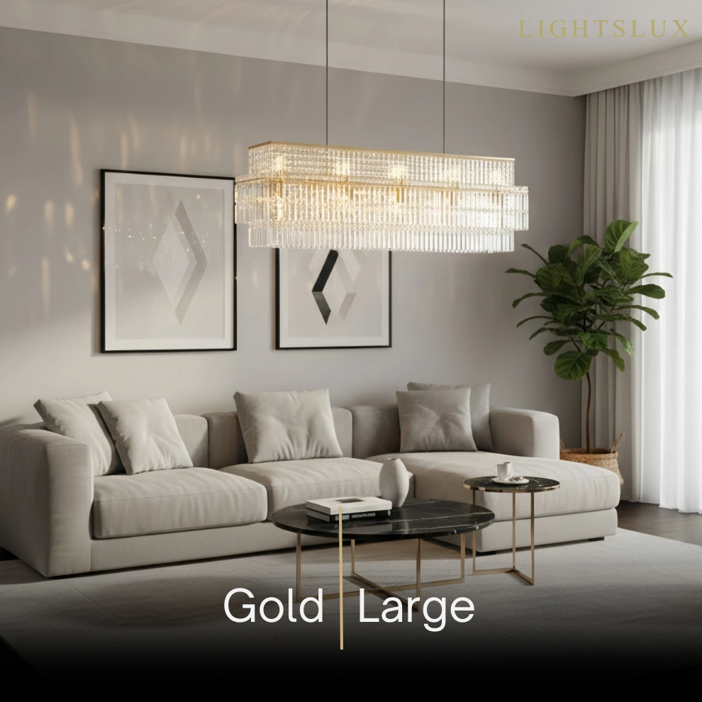 Excelis Royal Cascade Crystal Chandelier – Brushed Stainless Steel in Chrome/Gold Living Room