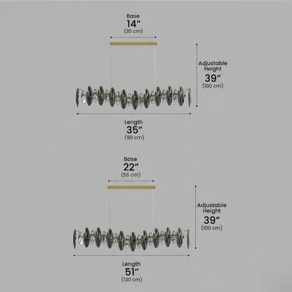 Luxury Crystal Pendant – Gold & Smoky Grey with Clear Crystals for Dining Room