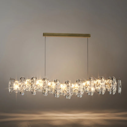 Luxury Crystal Pendant – Gold & Smoky Grey with Clear Crystals for Dining Room