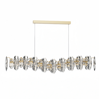 Luxury Crystal Pendant – Gold & Smoky Grey with Clear Crystals for Dining Room