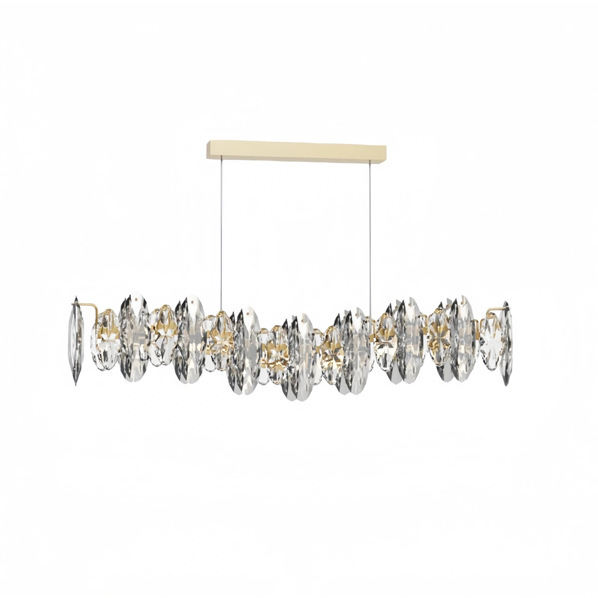 Luxury Crystal Pendant – Gold & Smoky Grey with Clear Crystals for Dining Room