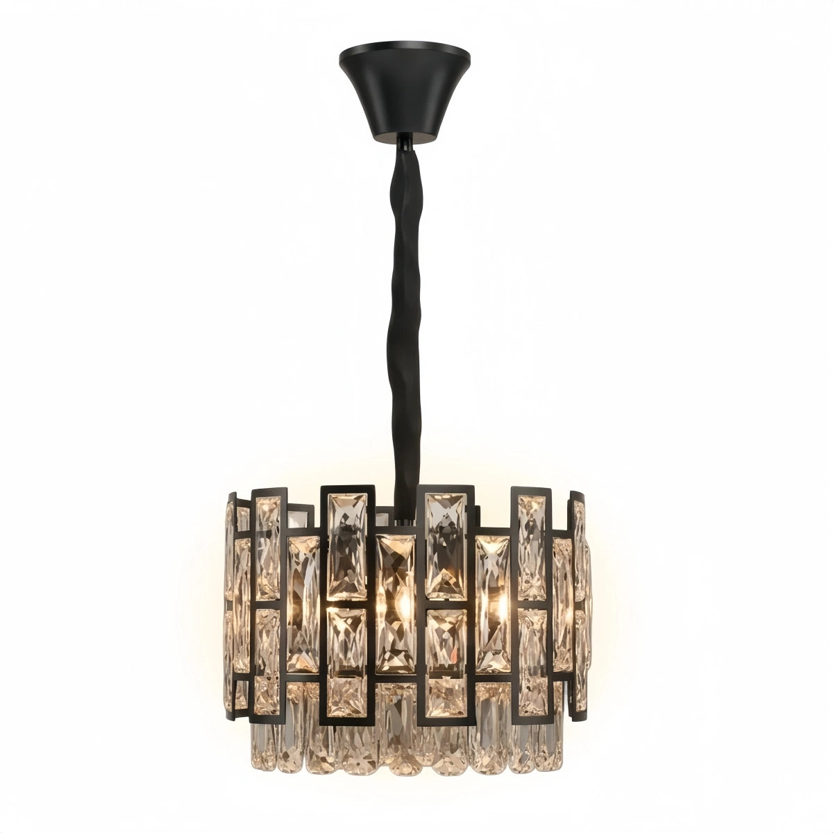 Modern Pendant Light -- Crystal & Black Metal for Dining Room
