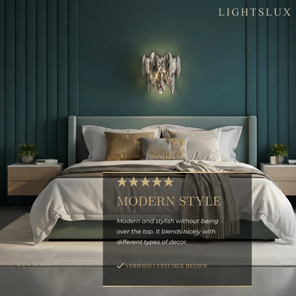 Modern Luxury Crystal Wall Sconce – Smoky Grey & Gold with Clear Crystals for Indoor