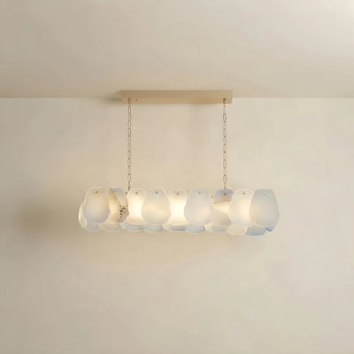 Excelis Alabaster Petal Pendant Light – Solid Brass Frame Brushed Gold Finish Kitchen island
