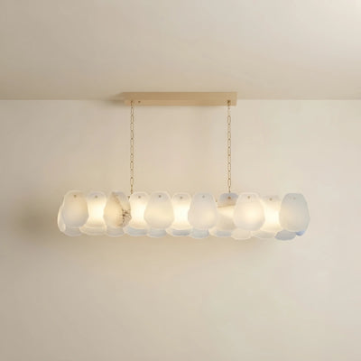 Excelis Alabaster Petal Pendant Light – Solid Brass Frame Brushed Gold Finish Kitchen island