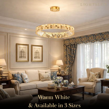 Excelis Modern Layered Alabaster Ring Chandelier – Brushed Gold Stainless Steel Framea