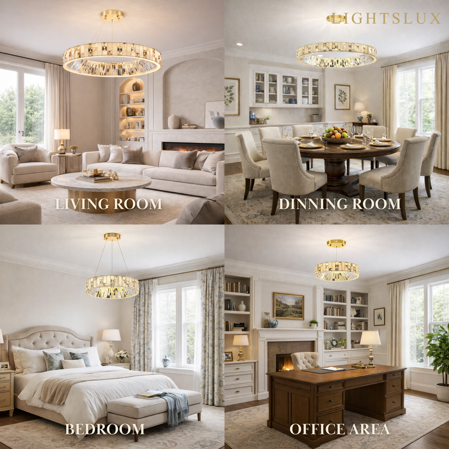 Excelis Modern Layered Alabaster Ring Chandelier – Brushed Gold Stainless Steel Framea