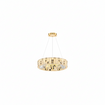 Excelis Modern Layered Alabaster Ring Chandelier – Brushed Gold Stainless Steel Framea