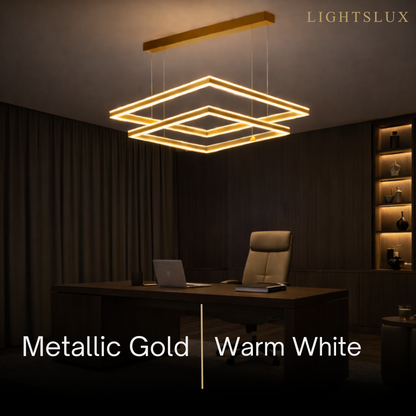 Arcato Modern Tiered Square Chandelier – Aluminum Acrylic Black Ash for Living Room