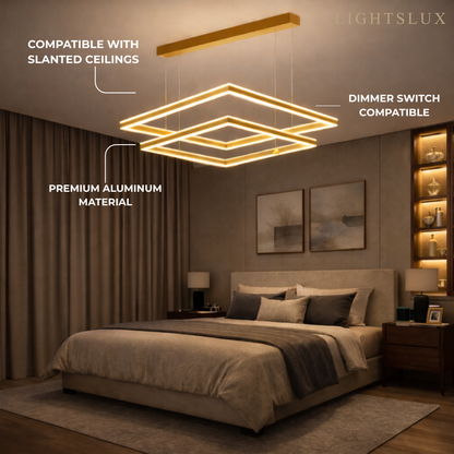 Arcato Modern Tiered Square Chandelier – Aluminum Acrylic Black Ash for Living Room