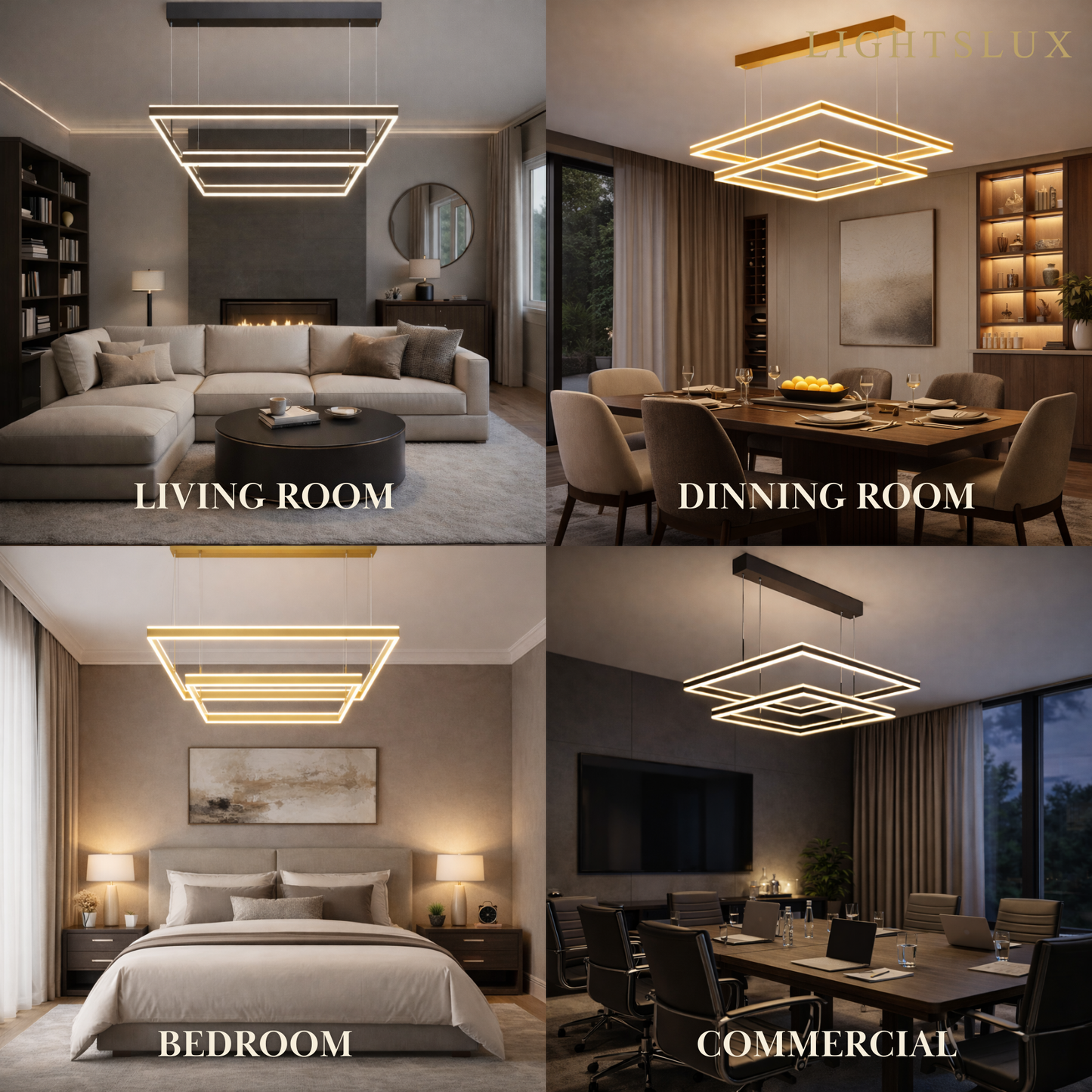 Arcato Modern Tiered Square Chandelier – Aluminum Acrylic Black Ash for Living Room