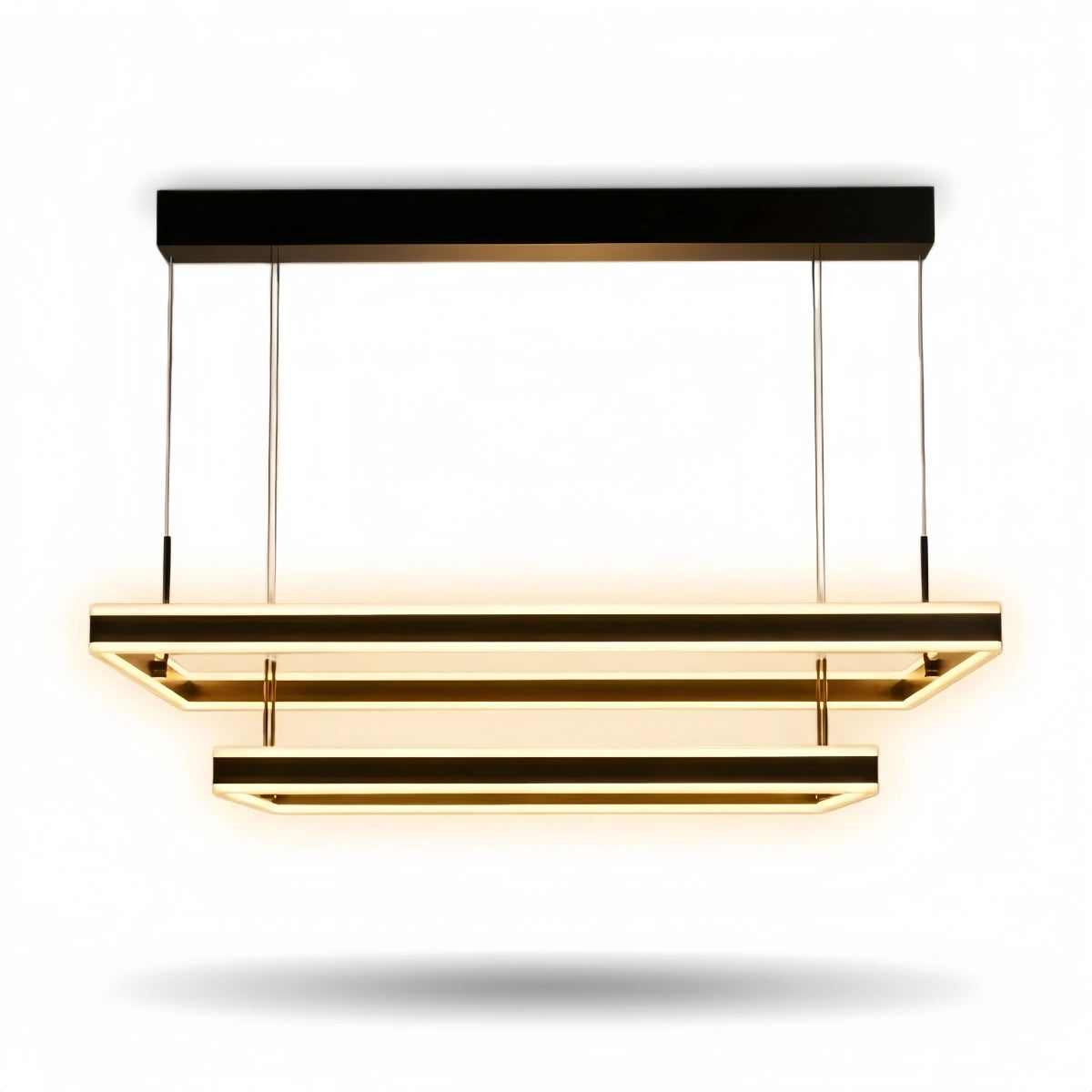 Arcato Modern Tiered Square Chandelier – Aluminum Acrylic Black Ash for Living Room