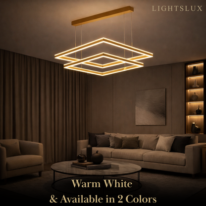 Arcato Modern Tiered Square Chandelier – Aluminum Acrylic Black Ash for Living Room