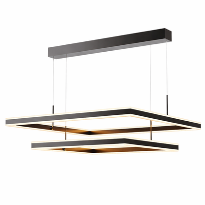 Arcato Modern Tiered Square Chandelier – Aluminum Acrylic Black Ash for Living Room