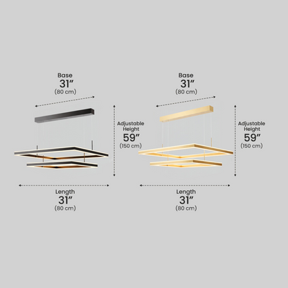 Arcato Modern Tiered Square Chandelier – Aluminum Acrylic Black Ash for Living Room