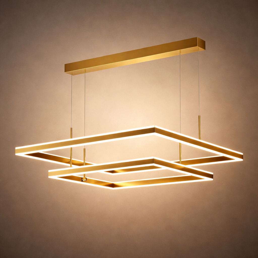 Arcato Modern Tiered Square Chandelier – Aluminum Acrylic Black Ash for Living Room