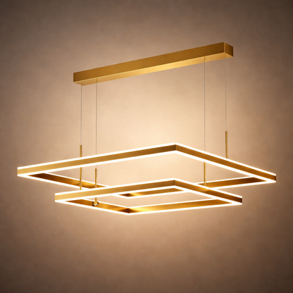 Arcato Modern Tiered Square Chandelier – Aluminum Acrylic Black Ash for Living Room