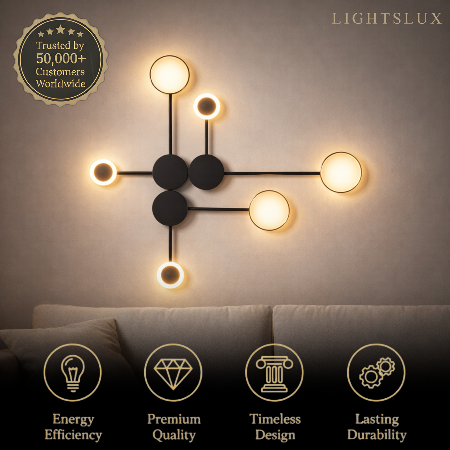 Minimalist Link Linear Node Wall Light – Glowing Dots for Modern Interiors