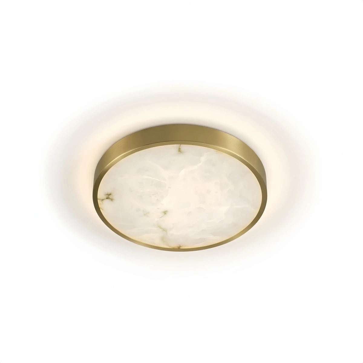 Excelis Modern Alabaster Disc Ceiling Light – Solid Brass Frame Warm Ambient Glow