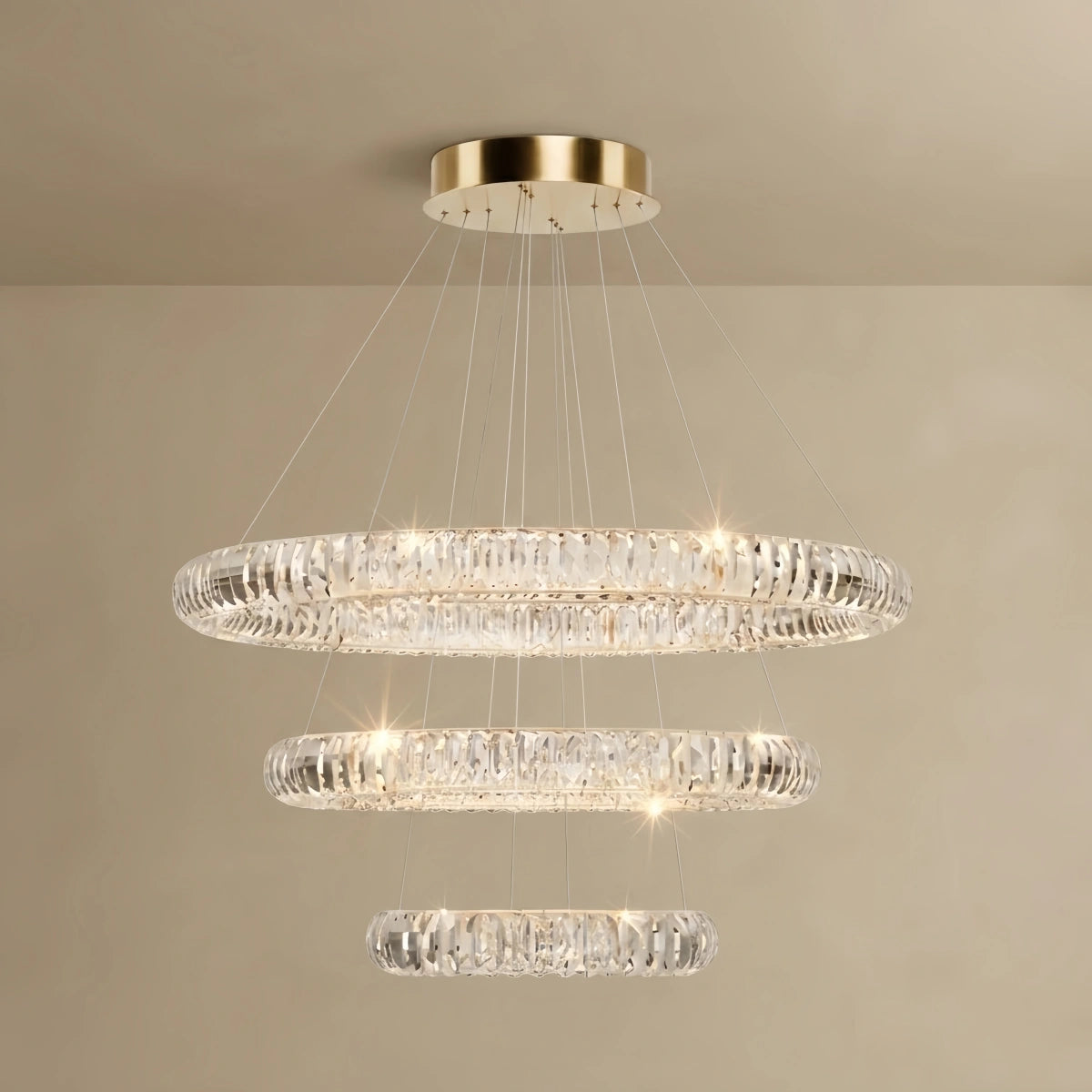 Excelis Luxury Tiered Crystal Chandelier – K9 Crystals Gold Finish 