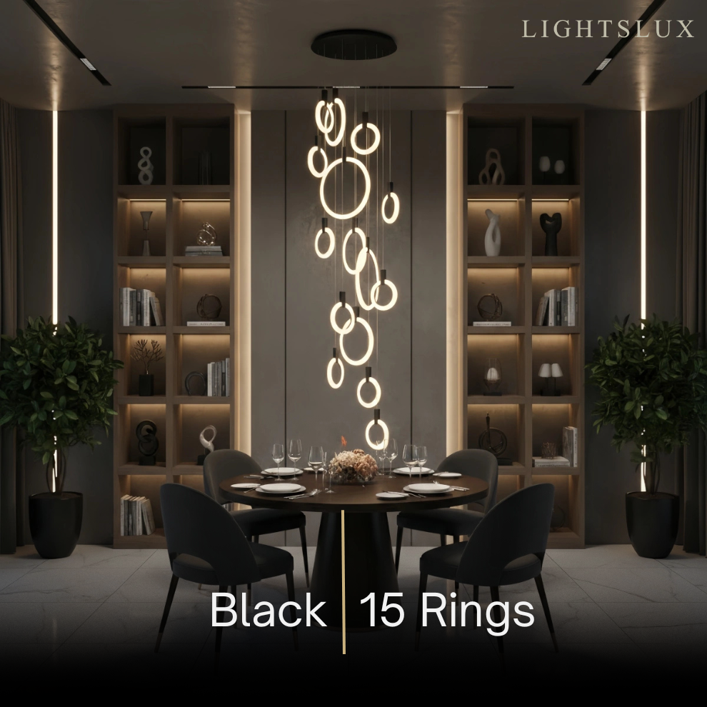 Excelis Luxury Layered Ring Chandelier – Concentric Design for Staircase & Living Room