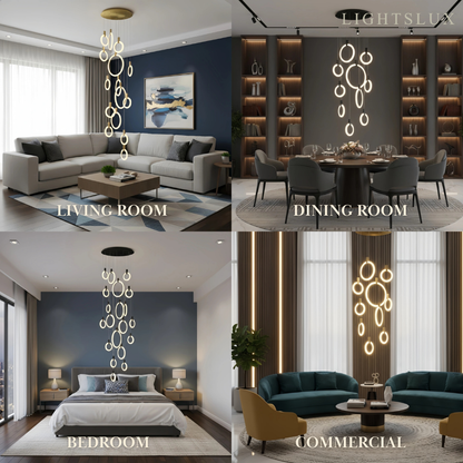 Excelis Luxury Layered Ring Chandelier – Concentric Design for Staircase & Living Room