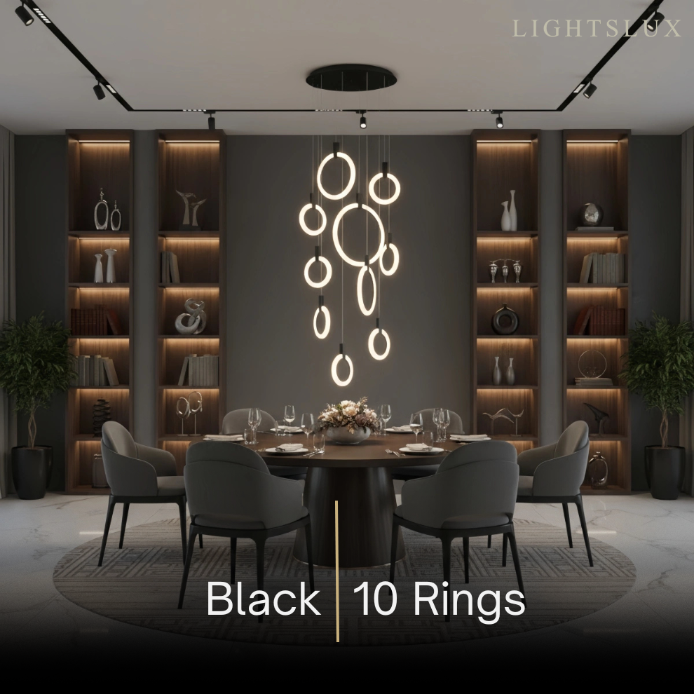 Excelis Luxury Layered Ring Chandelier – Concentric Design for Staircase & Living Room