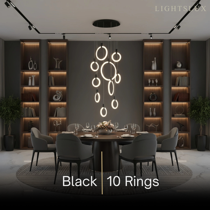 Excelis Luxury Layered Ring Chandelier – Concentric Design for Staircase & Living Room