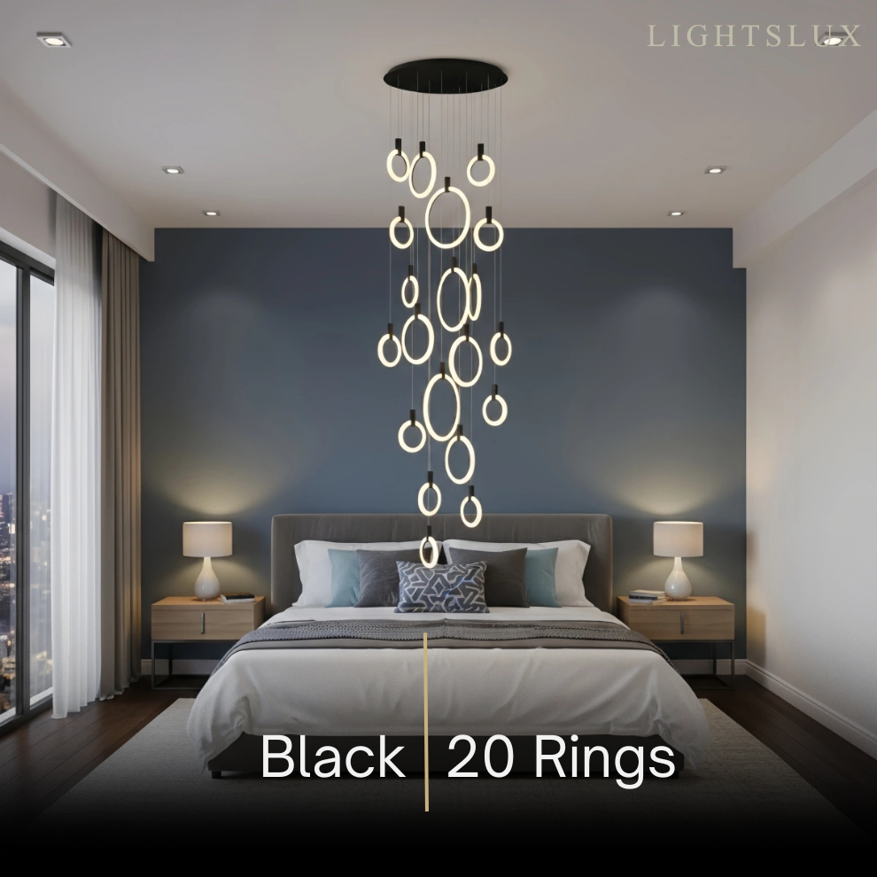 Excelis Luxury Layered Ring Chandelier – Concentric Design for Staircase & Living Room